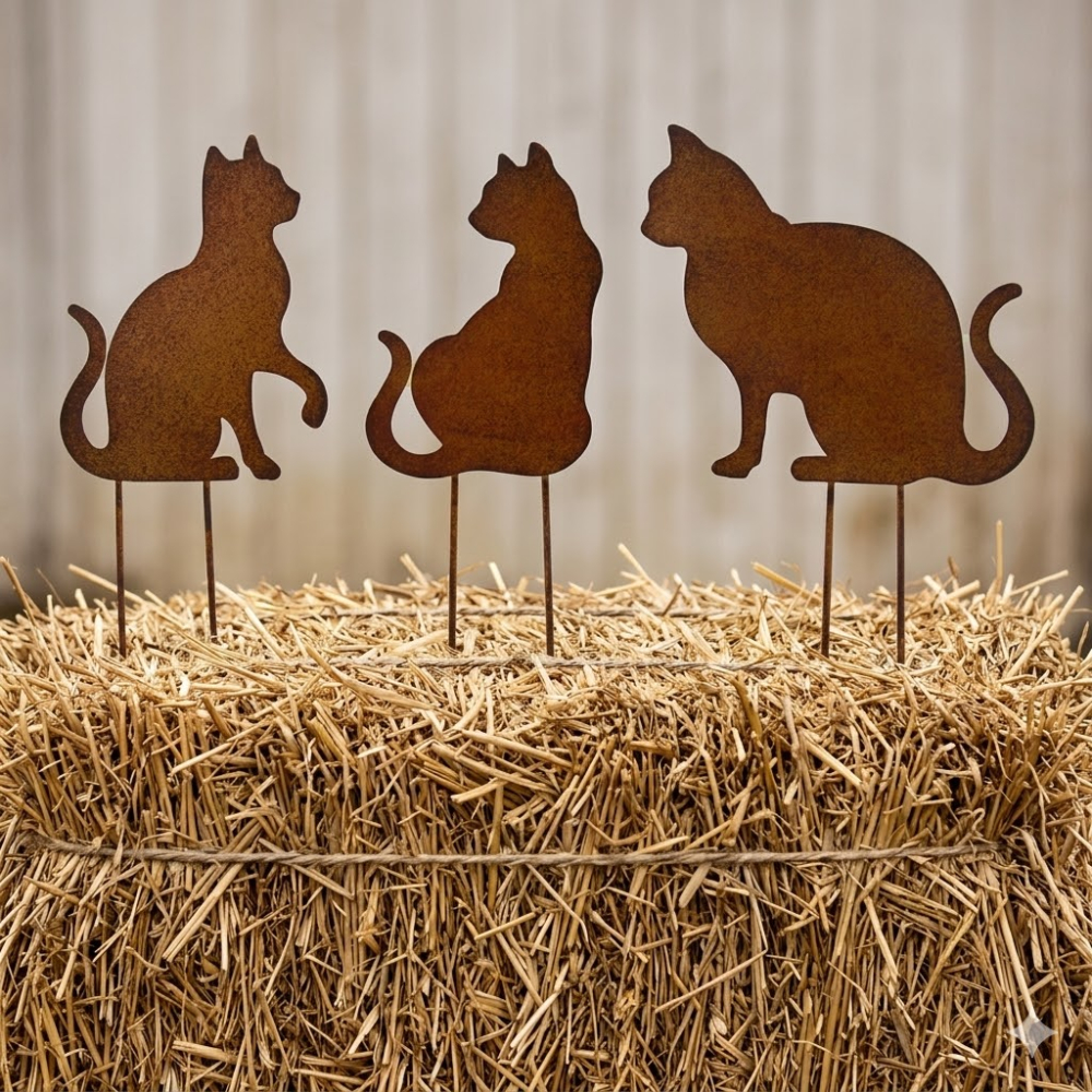 Wunderschönes Katzentrio - Beetstecker 3er Set